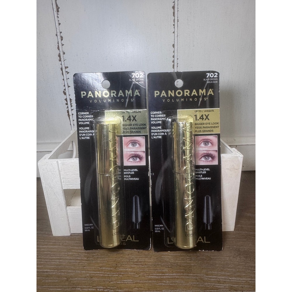 2pk L'Oreal Voluminous Panorama Mascara 702 Black Brown 0.33oz Each New